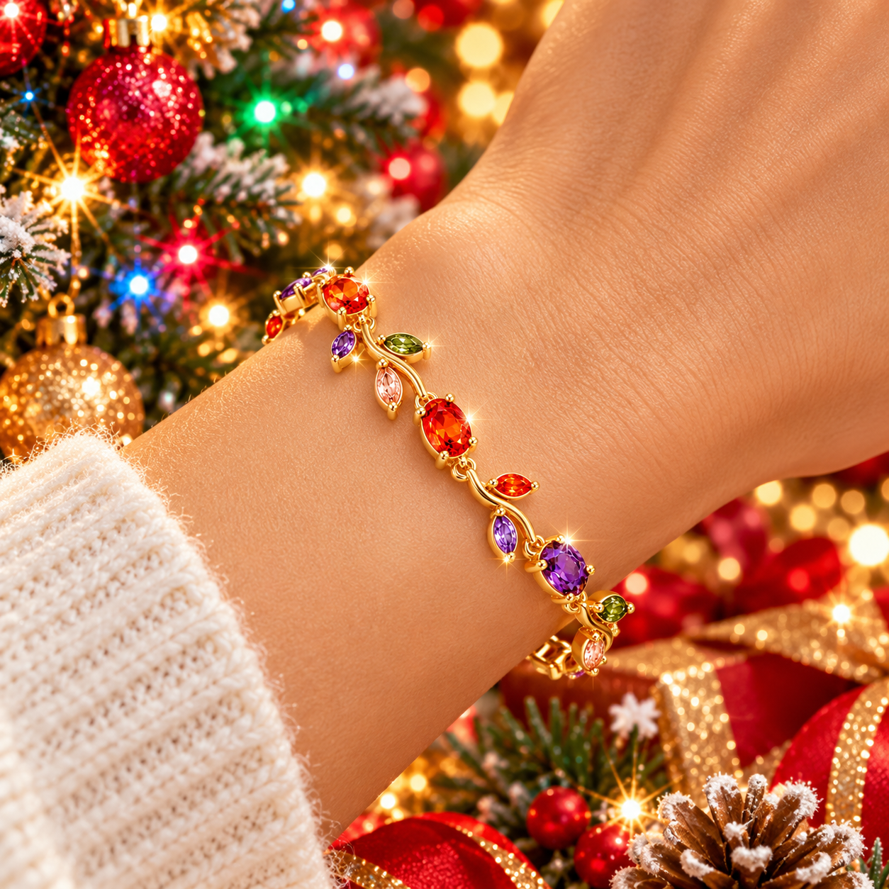 Colorful CZ Floral Bracelet