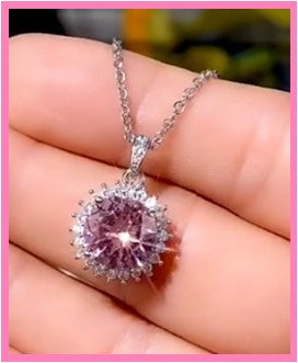 Pink Round CZ Necklace