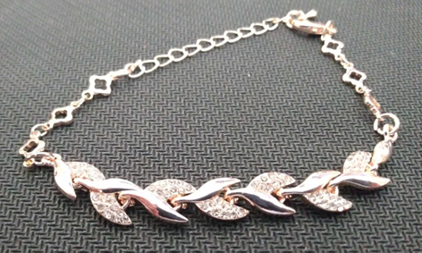 Crystal Leaf Rose Gold Bracelet