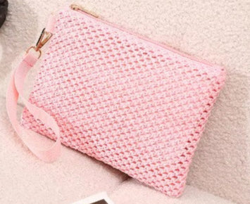 Straw Zippered Clutch