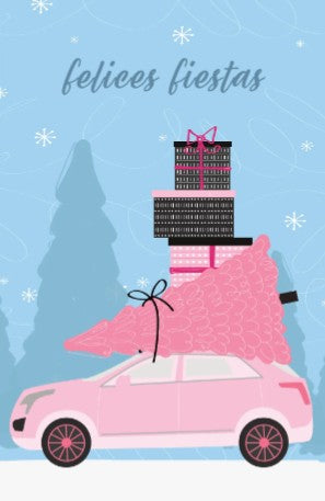 Happy Holidays Pink RV Postcards -Spanish
