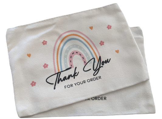 Thank You Zippered Cotton Pouch-2/PK