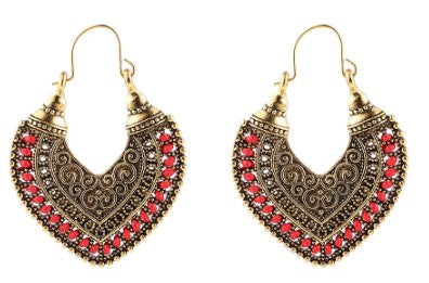 Boho Red Drop Earrings