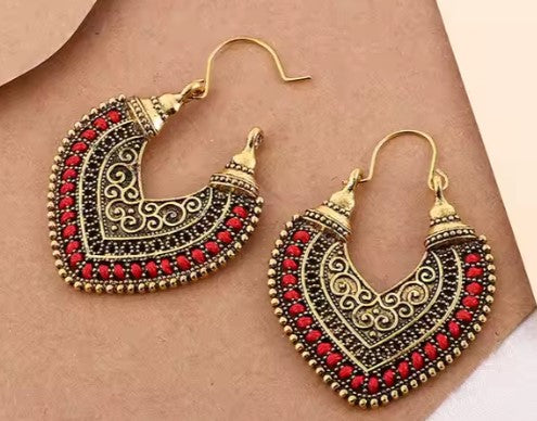 Boho Red Drop Earrings