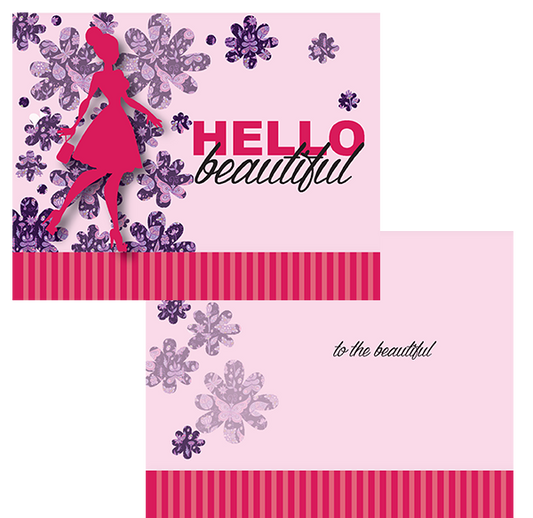"Hello beautiful" reminder postcards in 4 seasonal styles