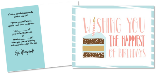 Customer Birthday Postcard - Wishing You the Happiest of Birthdays with Cake Slice