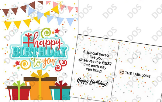 "Happy Birthday" Postcards with giftboxes "To The Fabulous"