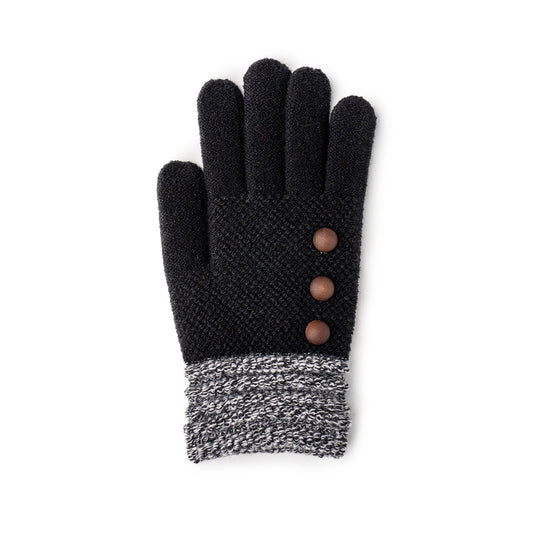 Knit Button Accent Gloves