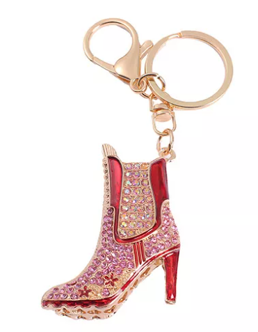 Pink Glitter Cowgirl Boot Keychain