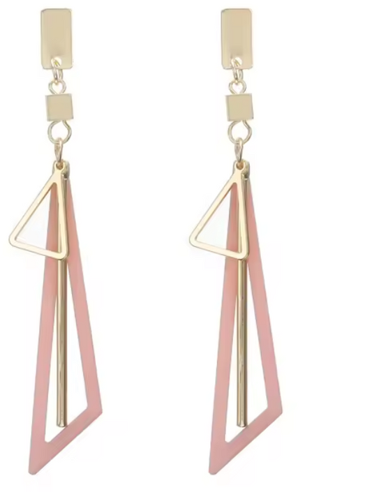 Pink & Gold Geometric Drop Earrings