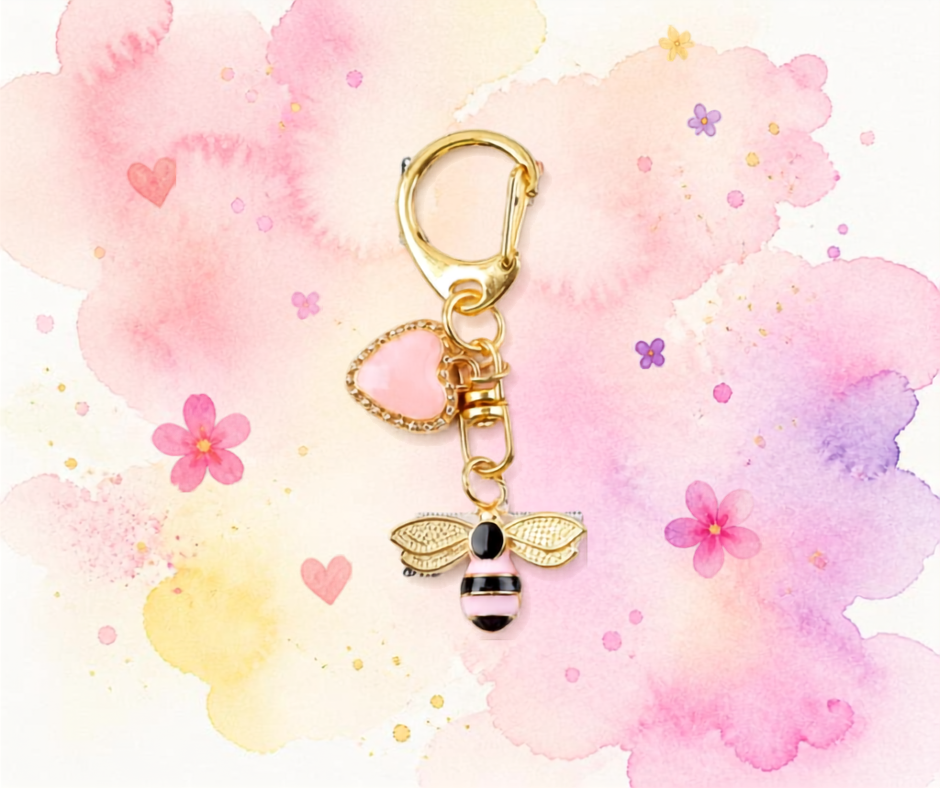 Bee & Heart Bag Charm