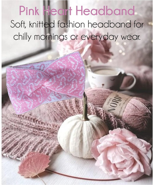 Pink & White Heart Fashion Headband