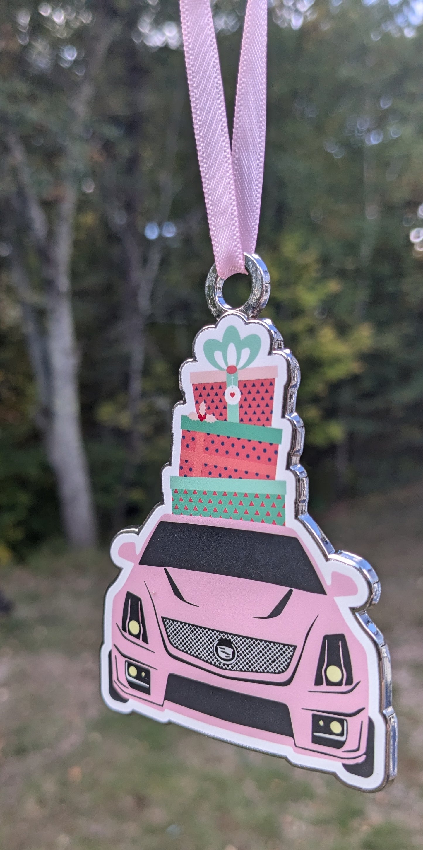 Die Cast Pink Car Ornament