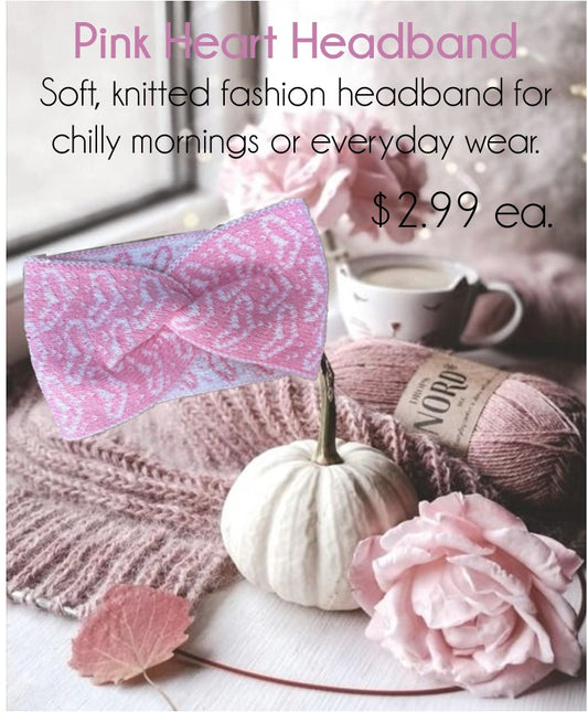 Pink & White Heart Fashion Headband