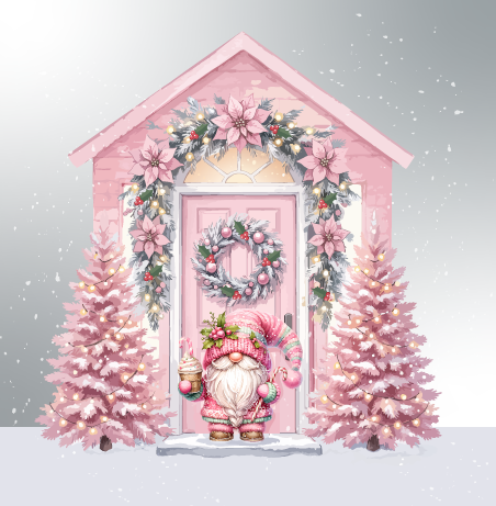 Neoprene Coaster. Pink Christmas
