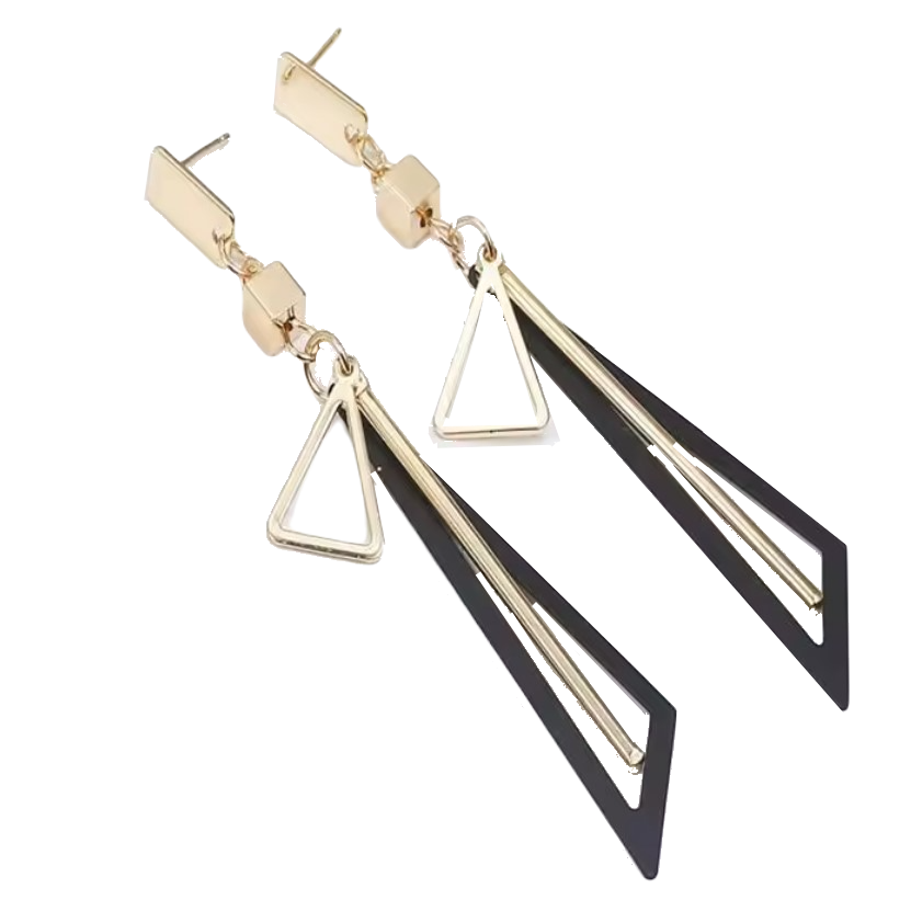 Black & Gold Geometric Drop Earrings