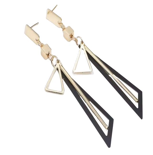 Black & Gold Geometric Drop Earrings