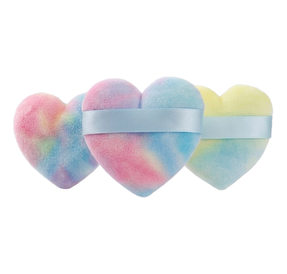 Colorful Heart Cosmetic Puffs - PK/3