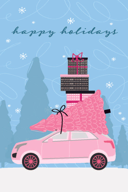 Happy Holidays Pink RV Postcards