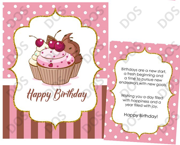 "Happy Birthday" Postcards with Cupcakes