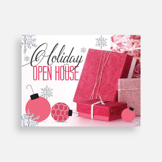 Open House Holiday Post cards with Snow Flakes