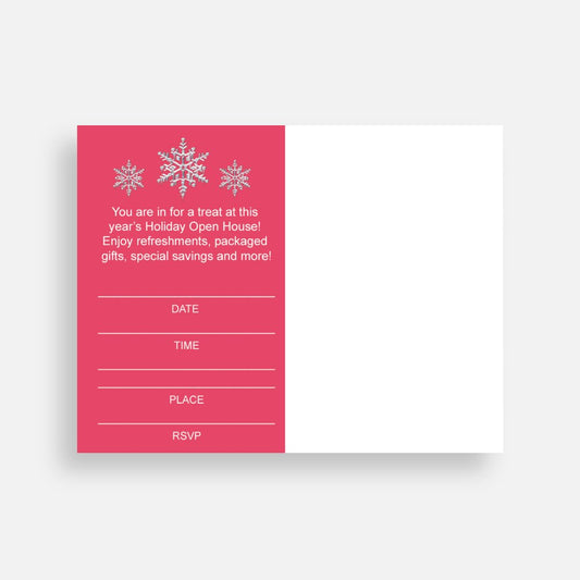 Open House Holiday Post cards with Snow Flakes