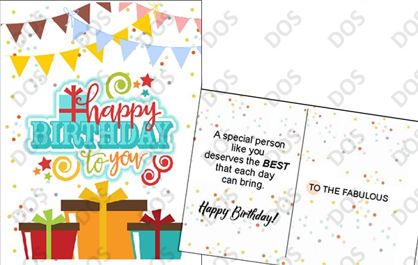 "Happy Birthday" Postcards with cute giftboxes "To The Fabulous"