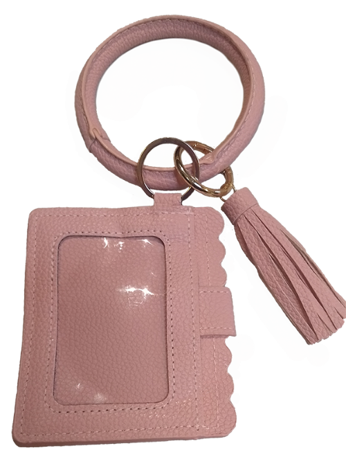 Pink Tassel & Ring Wrist Wallet