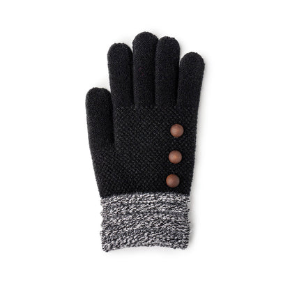 Knit Button Accent Gloves